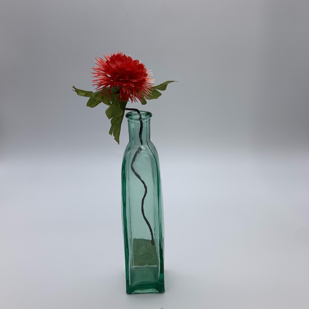 Vintage Green Sage Pressed Glass Bottle LIDCO